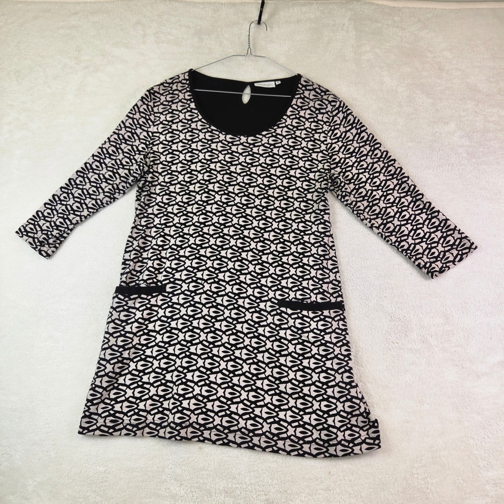 APT Designs Womens XL Geometric Abstract Print 3/4 Sleeve Tunic Top with Pockets